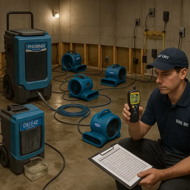 Structural Drying and Dehumidification process in Waterloo, IA
